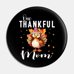 Watercolor Thanksgiving Turkey One Thankful Mom Mother Pin