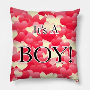 It's A Boy! Red Hearts Pillow