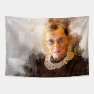 Ruth Bader Ginsburg with Judge Robes Portrait Watercolor Tapestry