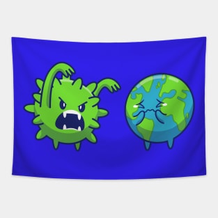 World Scare Corona Virus Cartoon (3) Tapestry