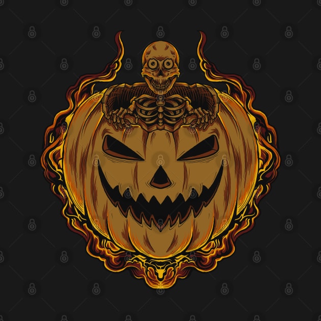 halloween Stickers tshirt design skeleton pumpkin halloween by affane