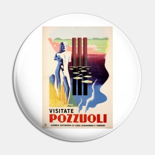 Visit POZZUOLI Italy Naples Rome Tourism Art Deco Vintage Travel Wall Art Pin