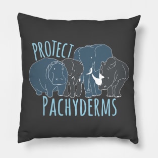 Protect Pachyderms - Blue Pillow