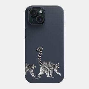 Pair of ring-tailed lemur monkeys Phone Case