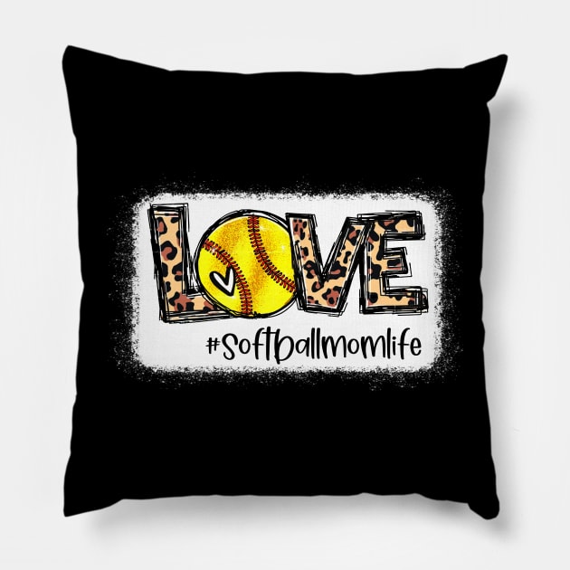 Softball Mom Life Leopard Shirt Love Softball Mom Life Pillow by Wonder man 