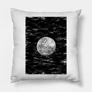 Full Moon In The Night Sky Monochrome. For Moon Lovers. Pillow