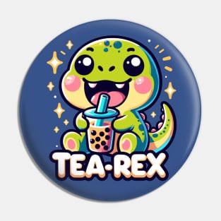 Funny Bubble Tea Rex Pun Pin