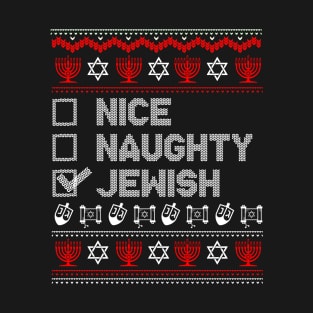 Nice Naughty Jewish, Funny Xmas Christmas Holiday T-Shirt