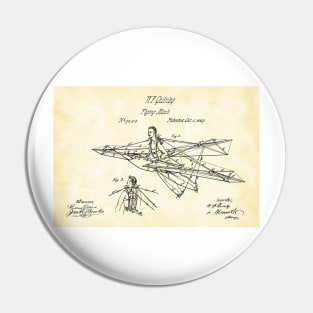 Man Power 1869 Flying Machine, original patent drawing parchment background Pin