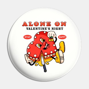 Alone on Valentine's night, cute heart-shaped cookie mascot sleeps while eating berries Pin