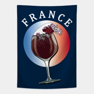 Flag Of France And Glass of French Wine Tapestry