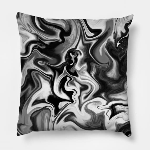 Fluid Black and White Marbleized Ink Pillow by Art by Deborah Camp