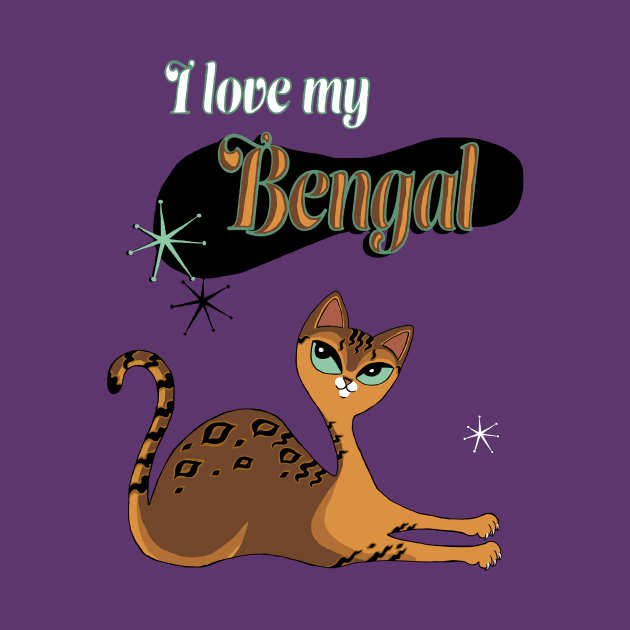 I Love My Bengal Cat Mid Century by xenotransplant