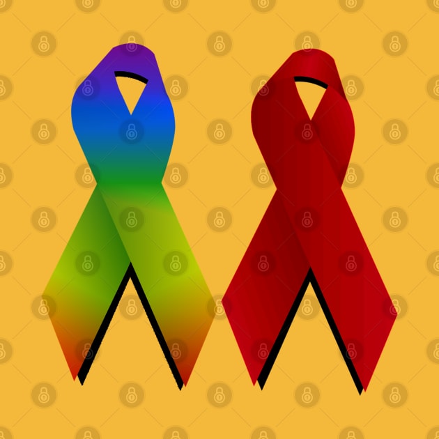 LGBTQ Gay and Aids Support ribbons by KZK101