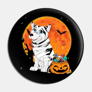 Alaskan Malamute Dog Candy Pumpkin Tshirt Halloween Gifts Pin