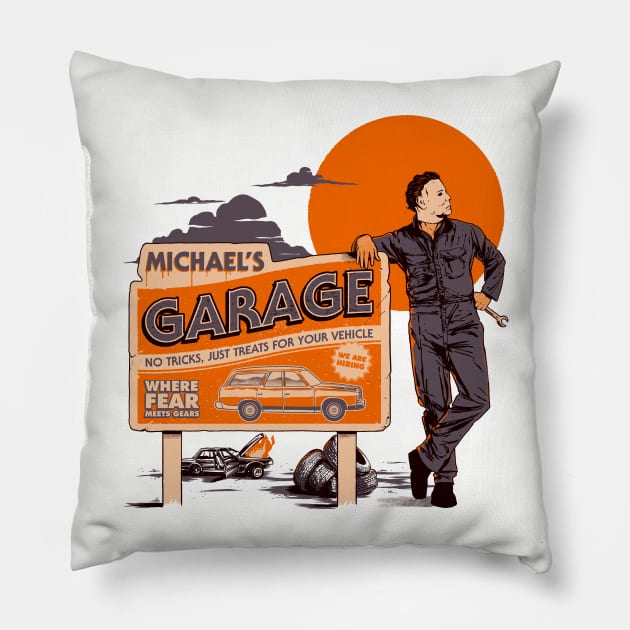 Michael's Garage Pillow by hafaell