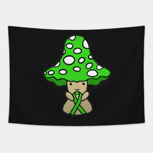 Mushroom holding a big Awareness Ribbon (Green) Tapestry