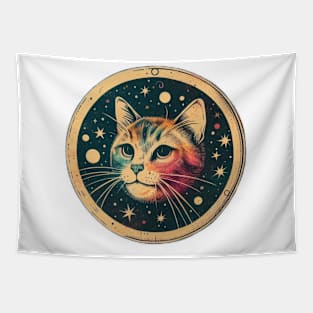 retro universe cat Tapestry