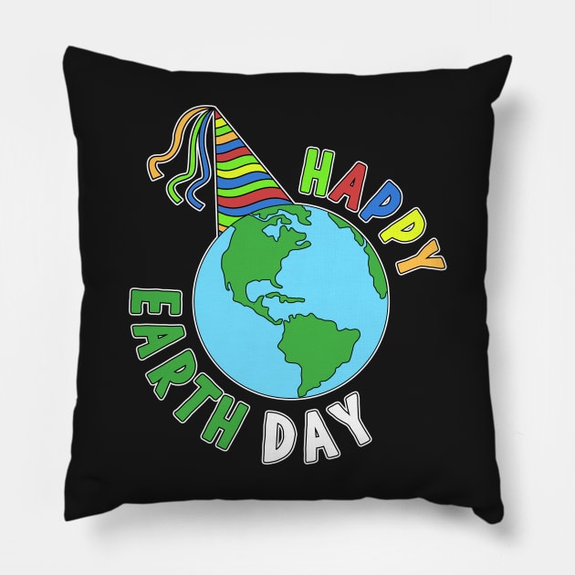 Earth day Happy Birthday Planet celebration Pillow by Mesyo