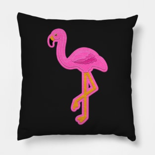 Pink Flamingo Felt Look with Stitching | Cherie's Art(c)2020 Pillow