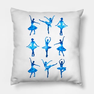 Watercolor Ballerinas (Blue) Pillow