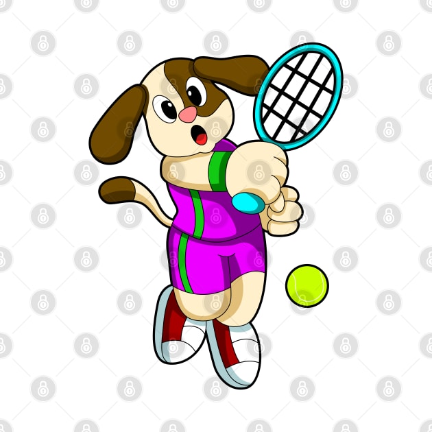 Dog at Tennis with Tennis racket & Tennis ball by Markus Schnabel