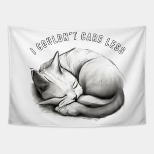 "I couldn't care less" sleeping sarcastic cat Tapestry