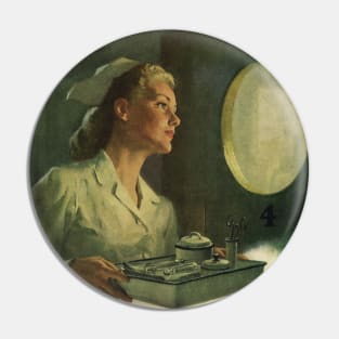 Vintage Science and Medicine, Nurse with Medical Tools on a Tray Pin