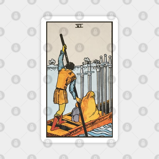 Six of swords tarot card Magnet by Nate's World of Tees