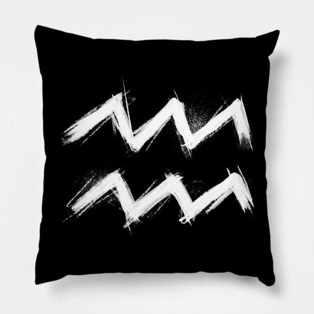 Zodiac - Aquarius Pillow by combustocrat