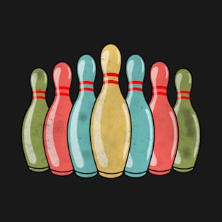 BowlingPins Bowling skittles retro vintage colorful T-Shirt