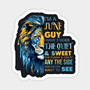 Lion I'm A June Guy I Have 3 Sides The Quiet & Sweet The Funny & Crazy Magnet