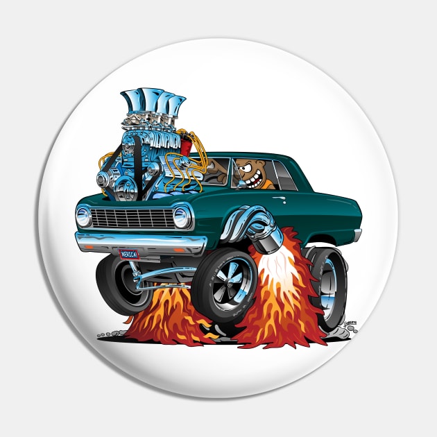 Sixties American Classic Muscle Car Cartoon Pin by hobrath