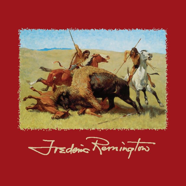 Buffalo Hunt by Frederic Remington by MasterpieceCafe