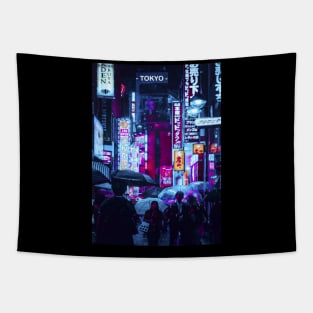 Tokyo Street Neon Synthwave Tapestry