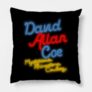 David Allan Coe Mysterious Rhinestone Cowboy Neon Pillow