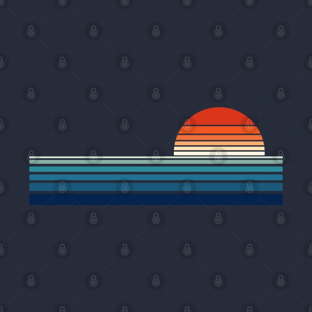Minimalist, Geometric Retro Ocean Sunrise I by Insightly Designs