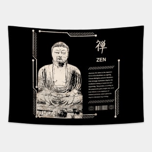 Japanese Zen Buddhism Spiritual Meditation Kanji Characters 649 Tapestry