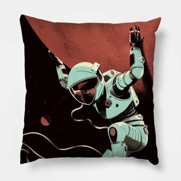 Plane Mars in on the backs of People Pillow by buco