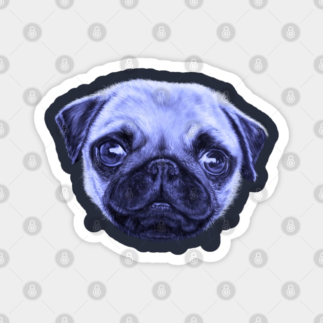 Pug Pop Art Blue Dog Monday Magnet by brodyquixote