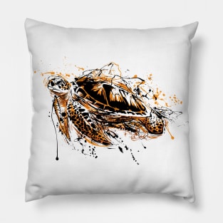 Turtle Hand Drawn Pillow