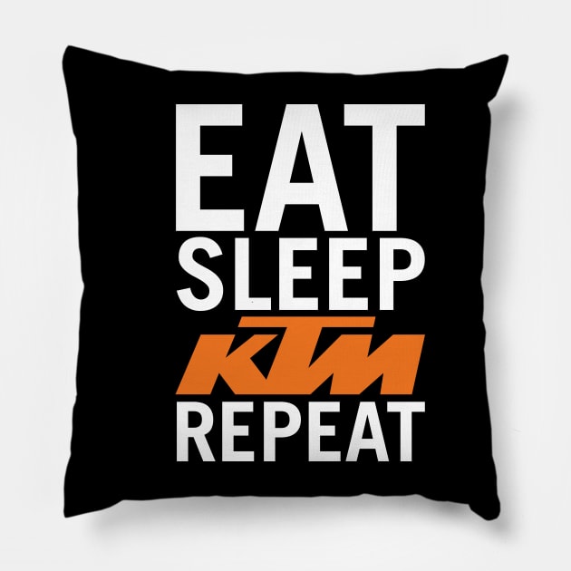 Eat Sleep KTM Repeat Front + Back print Pillow by tushalb