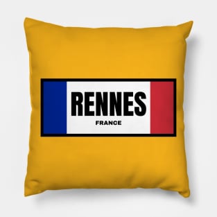 Rennes City in French Flag Pillow