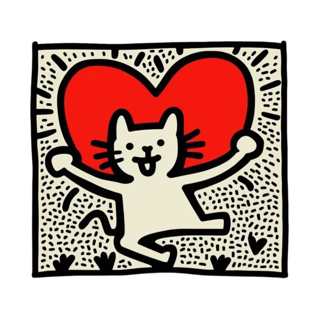 Funny Keith Haring, cats lover by Art ucef