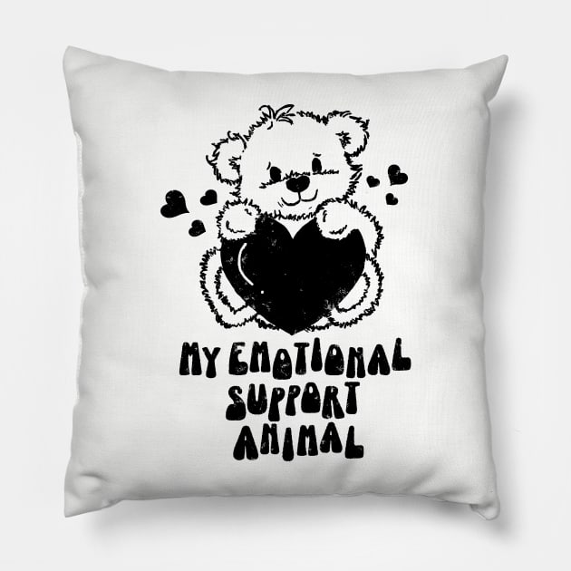 My Emotional Support Animal, Retro Cartoon Bear I Love You Beary Much Pillow by SilverLake