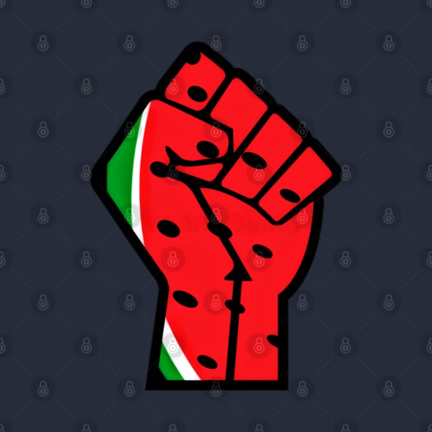 Watermelon Palestine Black Power Fist - Left Side - Front by SubversiveWare