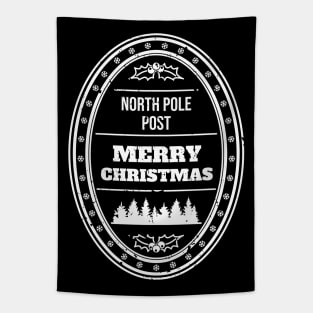 Santa Claus North Pole Post Stamp Merry Christmas Tapestry