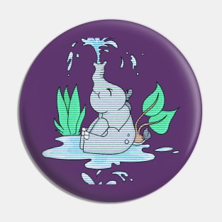 Elephant Playing With Water - Adorable Animal Design, Elephant Art Pin