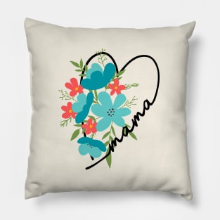 Mama heart floral gift for mom Pillow