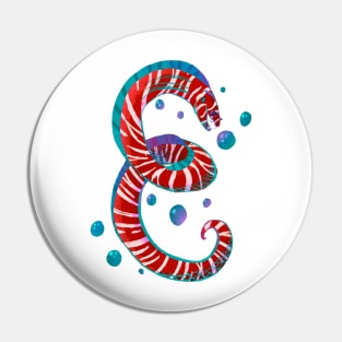 Red Zebra Moray Eel Fish as Letter E Pin